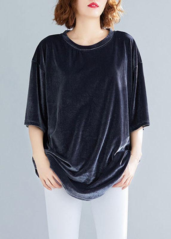 Chic Grey Loose Casual Spring Half Sleeve Tee - SooLinen