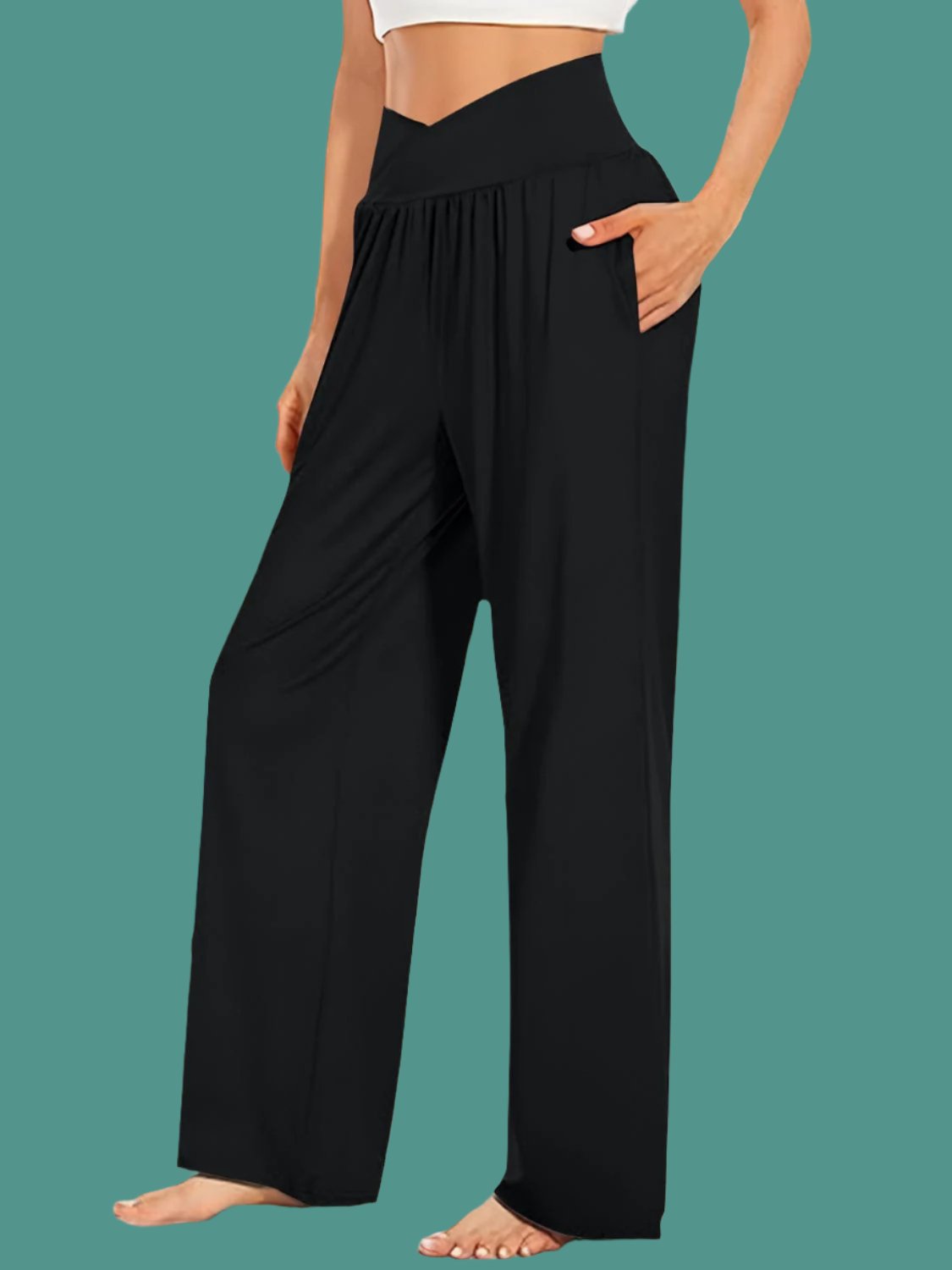 The802Gypsy Bottoms/Pants & Culotte GYPSY-Pocketed High Waist Wide Leg Trouser Pants 🔷